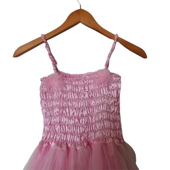 HH Pink Tule Feather Dress Fit Flare Stretch Dress - Picture 7 of 10